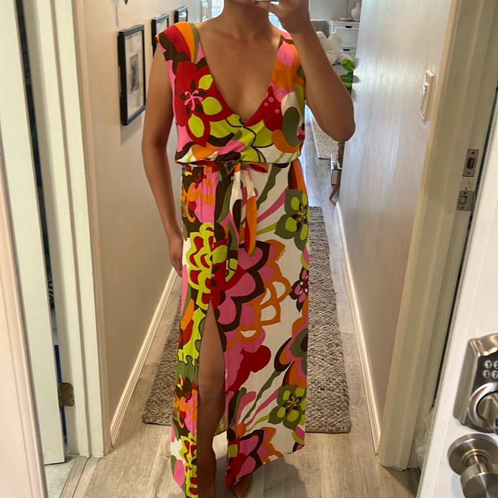 Manuhealii Floral Maxi Dress - Pink, Green, Orange